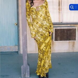 Princess Polly Yellow Geometric Long Sleeve Dress